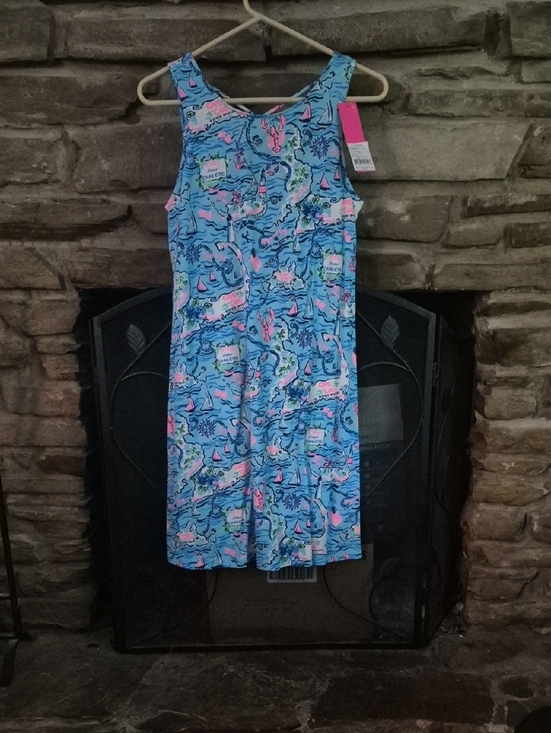 Lilly Pulitzer Dresses & Skirts - Lilly Pulitzer Sky Blue Nautical Print Midi Dress with Pink Accents